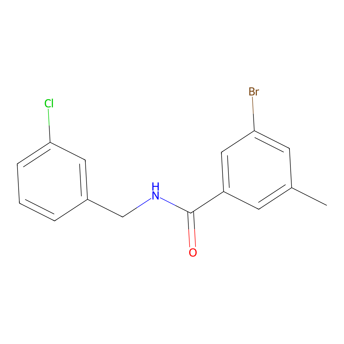 3-Bromo-N-[(3-chlorophenyl)methyl]-5-methylbenzamide molecular structure, CAS 1918758-92-5