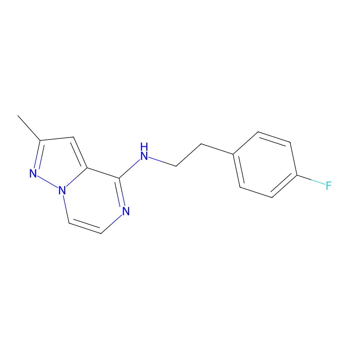 N-[2-(4-fluorophenyl)ethyl]-2-methylpyrazolo[1,5-a]pyrazin-4-amine molecular structure, CAS 1918868-99-1