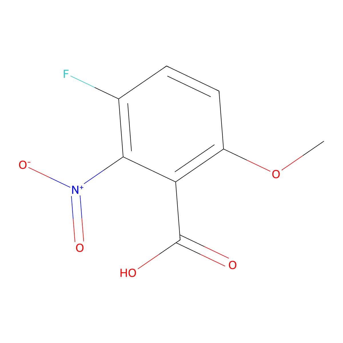 3-Fluoro-6-methoxy-2-nitrobenzoic acid molecular structure, CAS 1918974-13-6