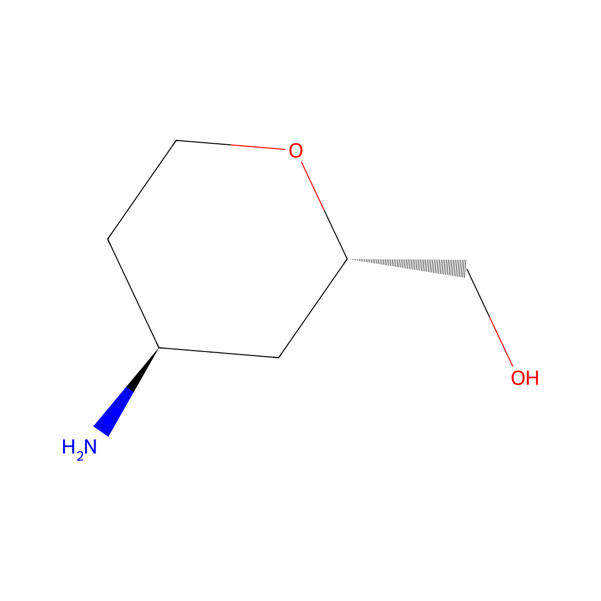 ((2S,4S)-4-Aminotetrahydro-2H-pyran-2-yl)methanol molecular structure, CAS 1918996-42-5