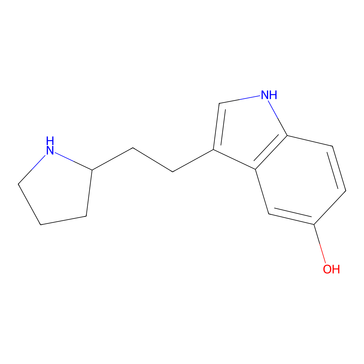 Indol-5-ol, 3-(2-pyrrolidinylethyl)- molecular structure, CAS 1919-95-5