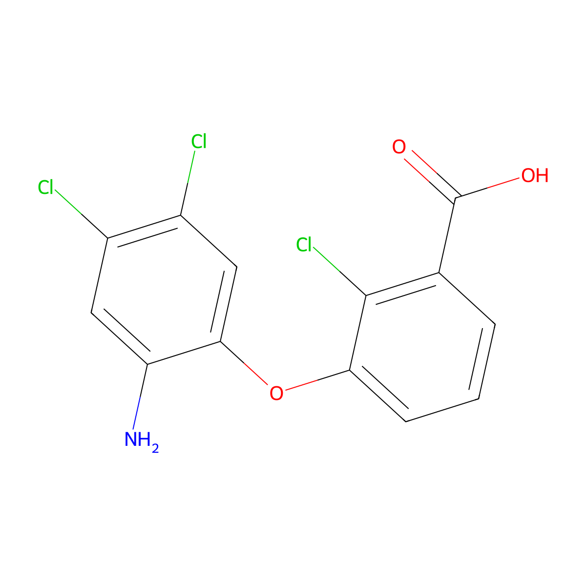3-(2-Amino-4,5-dichlorophenoxy)-2-chlorobenzoic acid molecular structure, CAS 19191-36-7