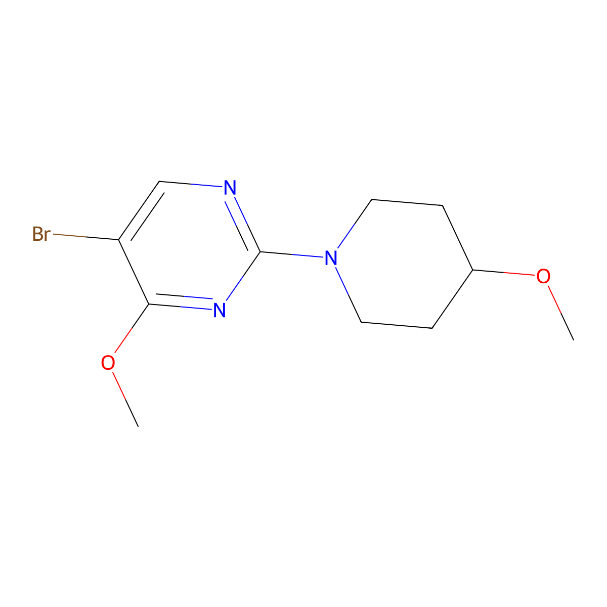 5-Bromo-4-methoxy-2-(4-methoxypiperidin-1-yl)pyrimidine molecular structure, CAS 1919204-05-9