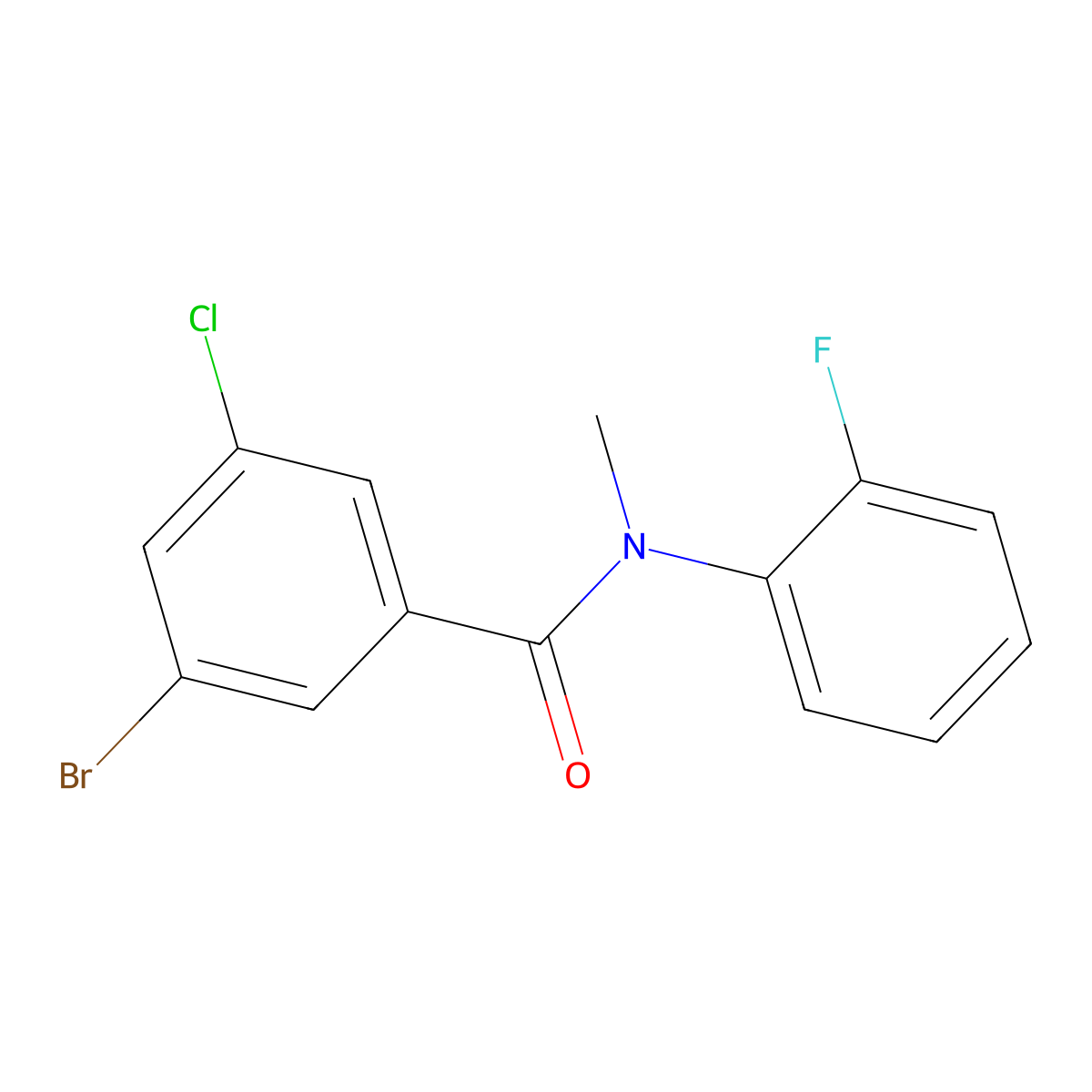 3-Bromo-5-chloro-N-(2-fluorophenyl)-N-methylbenzamide molecular structure, CAS 1919209-16-7