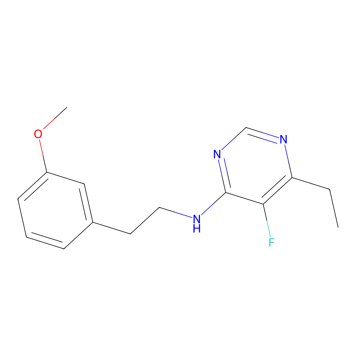 6-ethyl-5-fluoro-N-[2-(3-methoxyphenyl)ethyl]pyrimidin-4-amine molecular structure, CAS 1919257-09-2