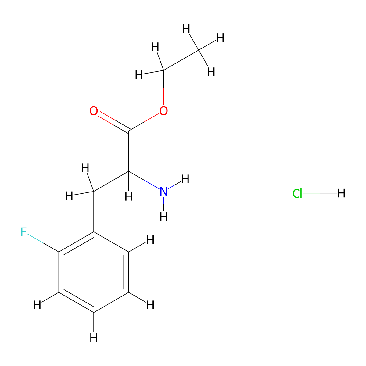 Ethyl 2-amino-3-(2-fluorophenyl)propanoate hydrochloride molecular structure, CAS 191930-01-5