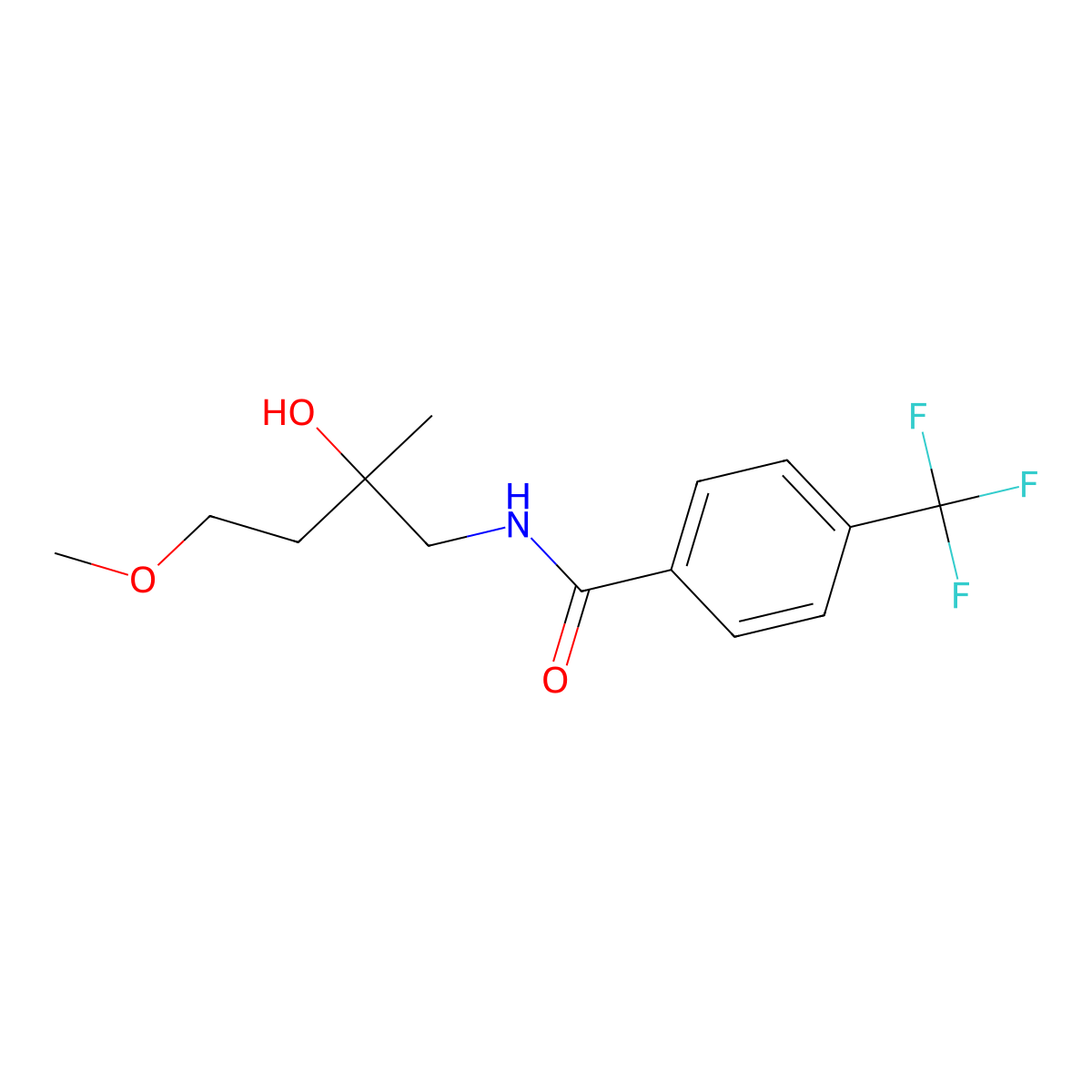 N-(2-Hydroxy-4-methoxy-2-methylbutyl)-4-(trifluoromethyl)benzamide molecular structure, CAS 1919308-35-2