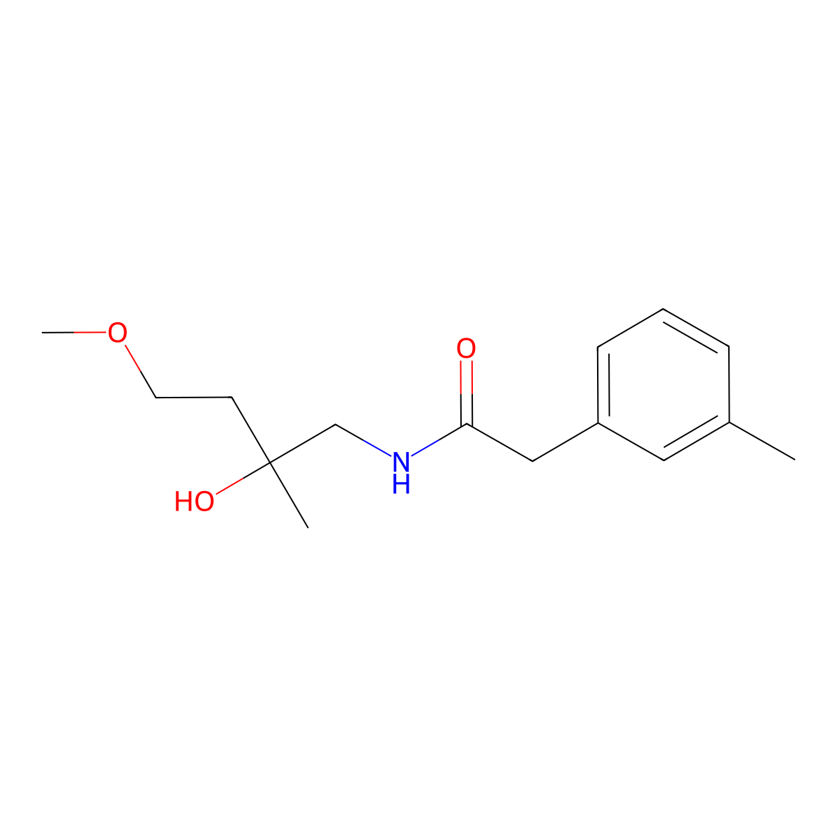 N-(2-Hydroxy-4-methoxy-2-methylbutyl)-2-(3-methylphenyl)acetamide molecular structure, CAS 1919333-31-5