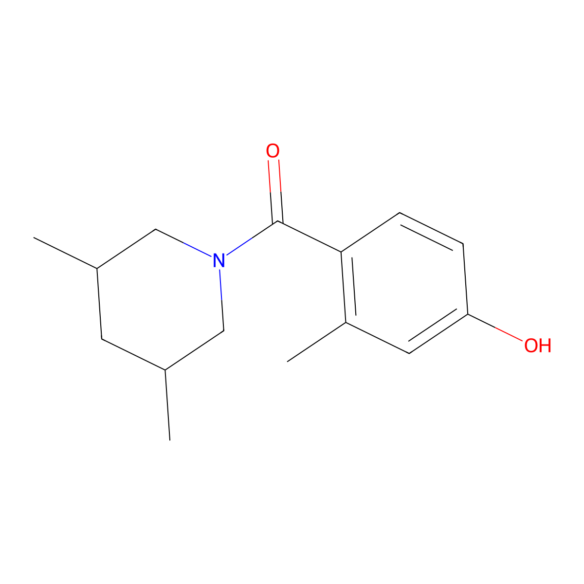 (3,5-Dimethyl-1-piperidinyl)(4-hydroxy-2-methylphenyl)methanone molecular structure, CAS 1919379-31-9