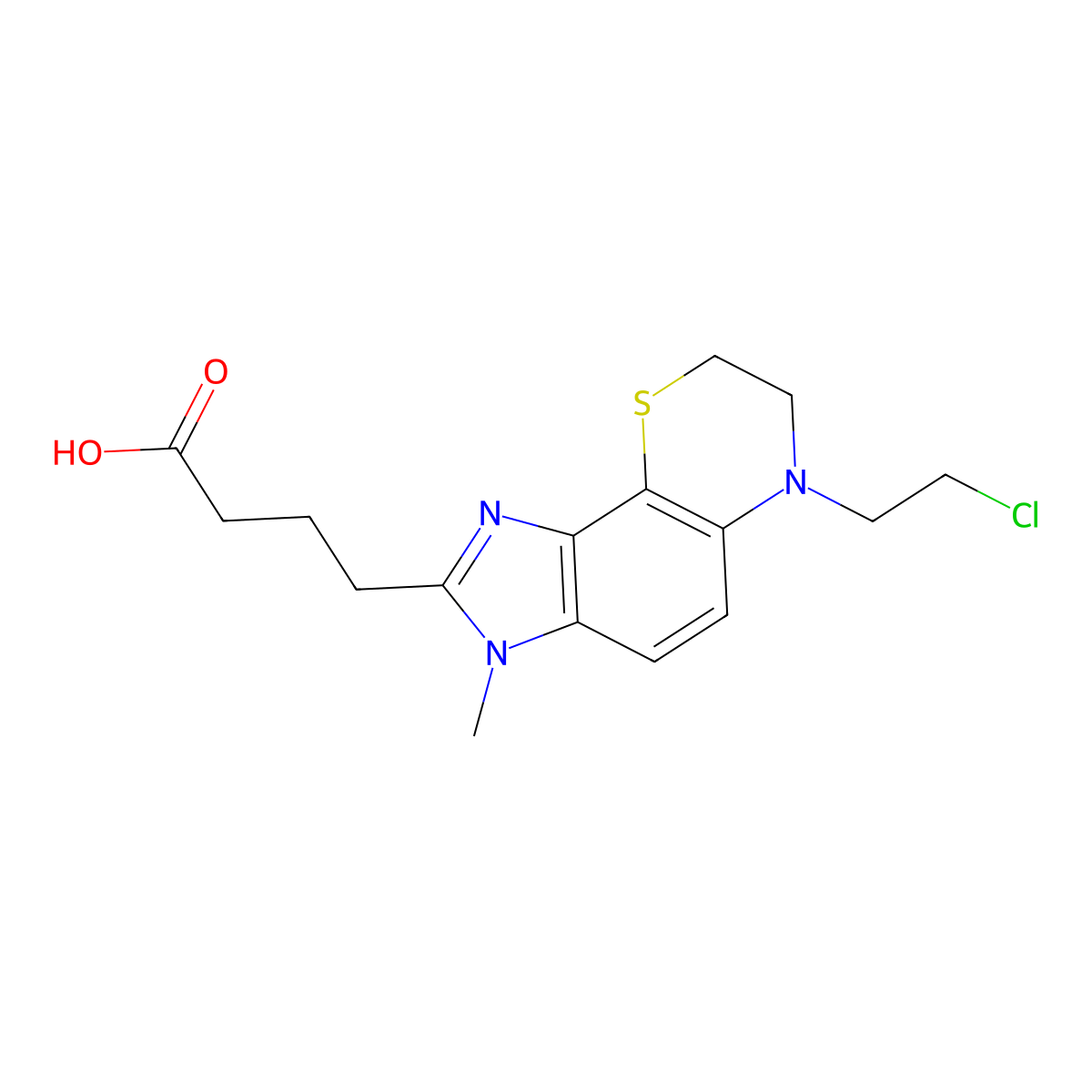 4-(6-(2-Chloroethyl)-3-methyl-3,6,7,8-tetrahydroimidazo(4',5':5,6)benzo(1,2-B)(1,4)thiazin-2-YL)butanoic acid molecular structure, CAS 191939-34-1