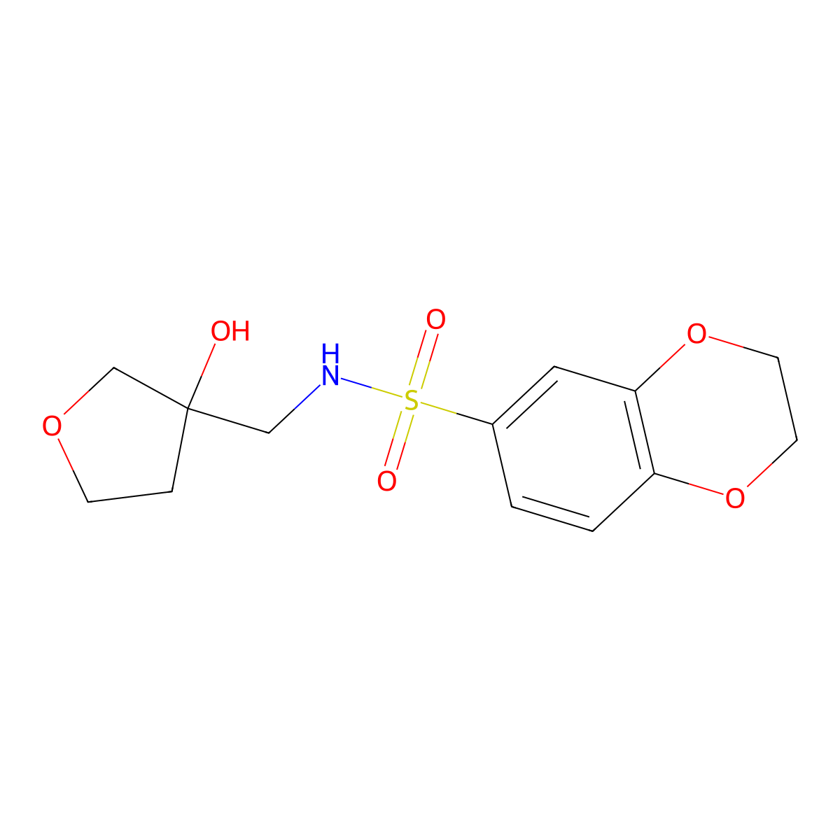 N-[(3-hydroxyoxolan-3-yl)methyl]-2,3-dihydro-1,4-benzodioxine-6-sulfonamide molecular structure, CAS 1919401-88-9