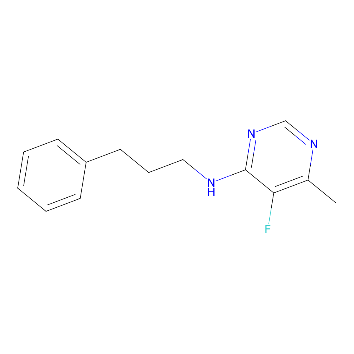 5-fluoro-6-methyl-N-(3-phenylpropyl)pyrimidin-4-amine molecular structure, CAS 1919459-81-6