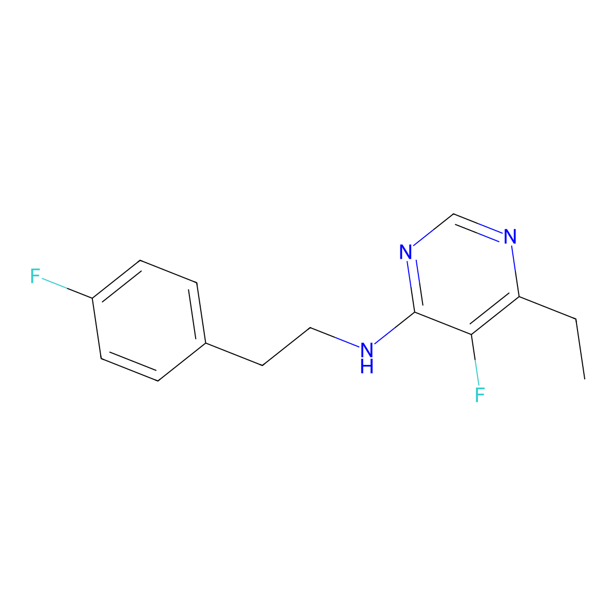 6-Ethyl-5-fluoro-N-[2-(4-fluorophenyl)ethyl]pyrimidin-4-amine molecular structure, CAS 1919493-12-1