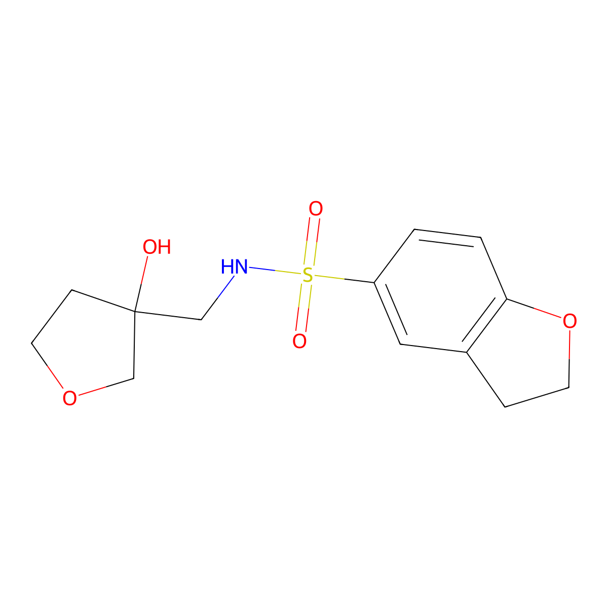 N-((3-hydroxytetrahydrofuran-3-yl)methyl)-2,3-dihydrobenzofuran-5-sulfonamide molecular structure, CAS 1919521-77-9