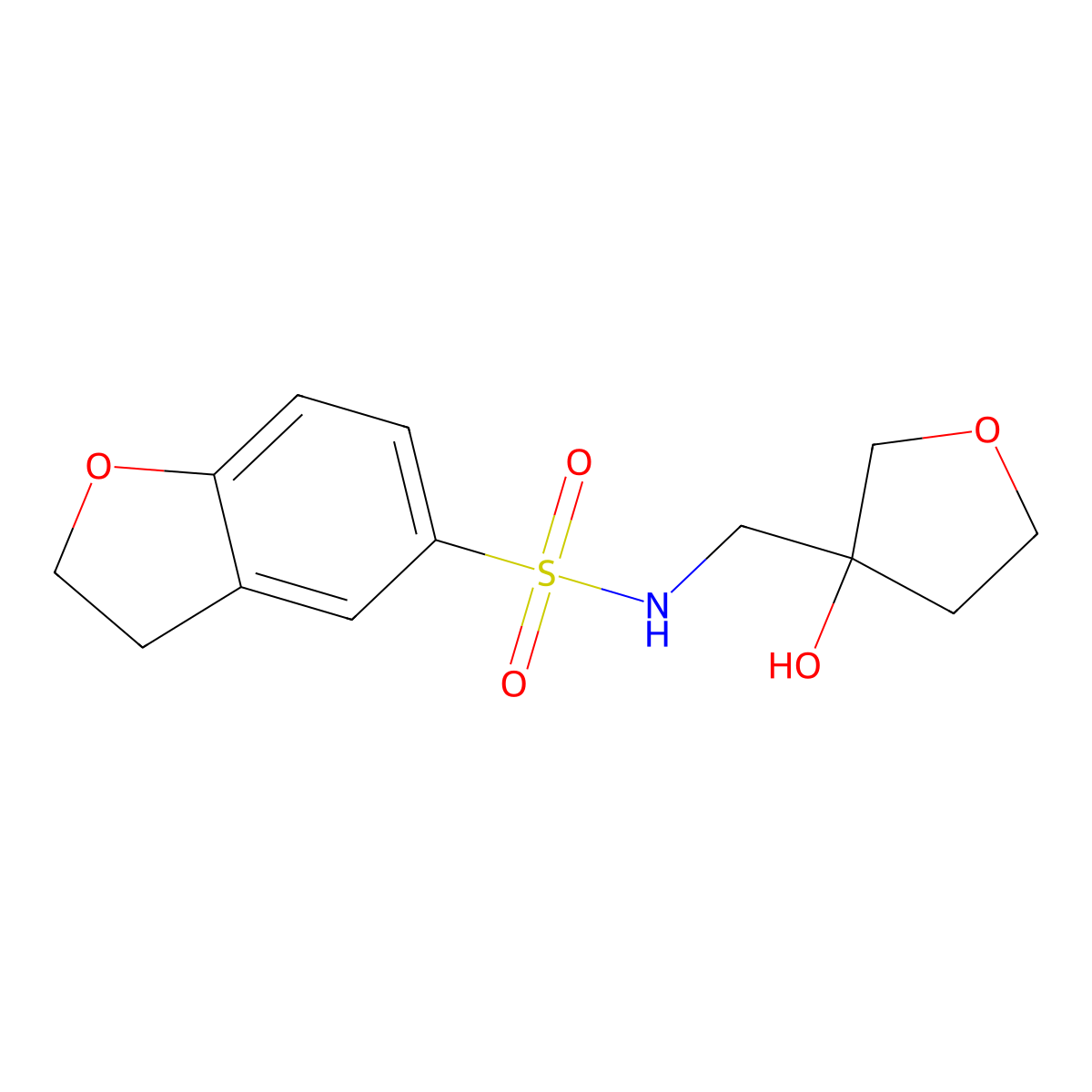 N-((3-hydroxytetrahydrofuran-3-yl)methyl)-2,3-dihydrobenzofuran-5-sulfonamide molecular structure, CAS 1919521-77-9