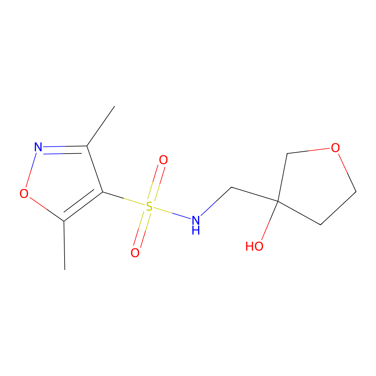 N-[(3-hydroxyoxolan-3-yl)methyl]-3,5-dimethyl-1,2-oxazole-4-sulfonamide molecular structure, CAS 1919522-68-1