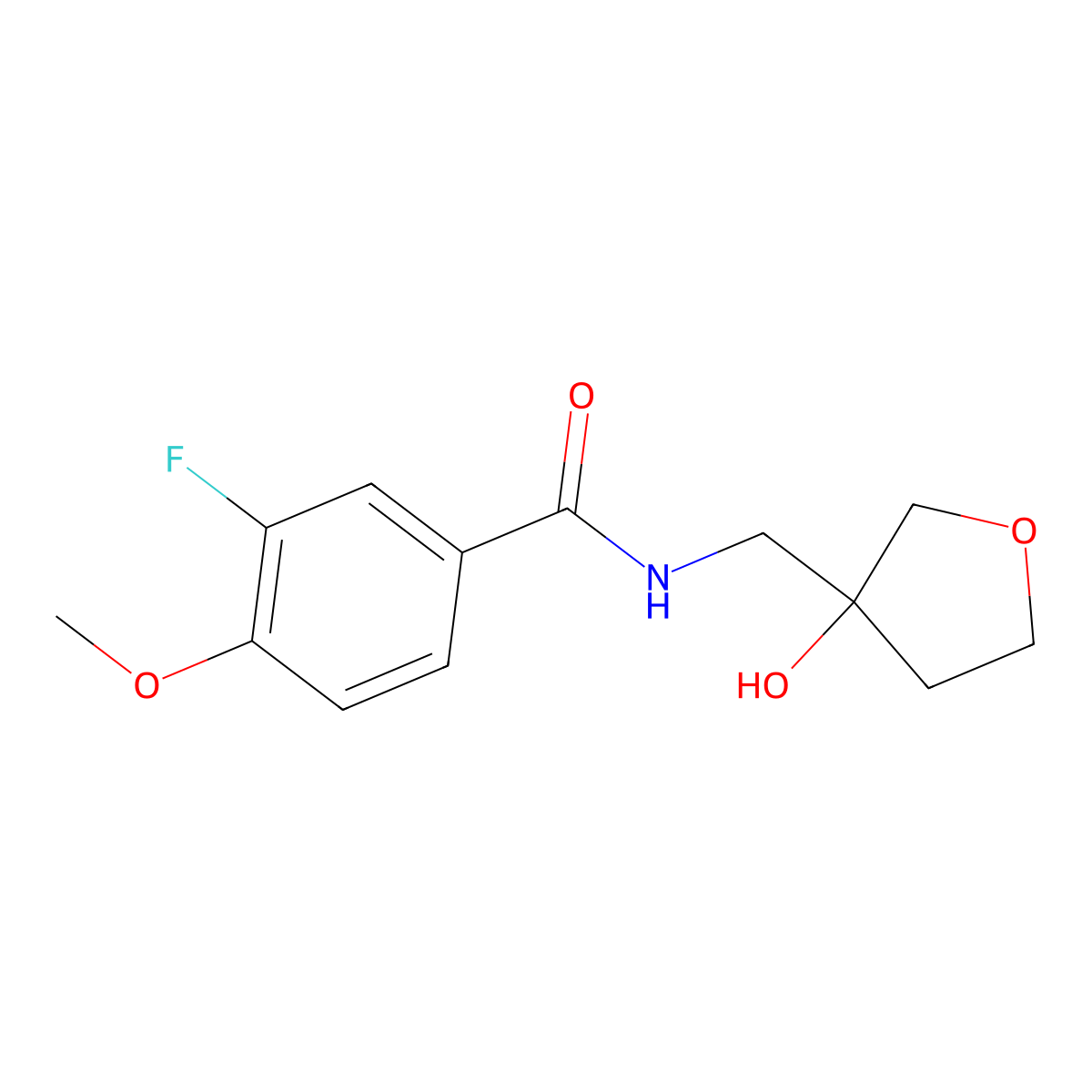 3-fluoro-N-((3-hydroxytetrahydrofuran-3-yl)methyl)-4-methoxybenzamide molecular structure, CAS 1919551-02-2
