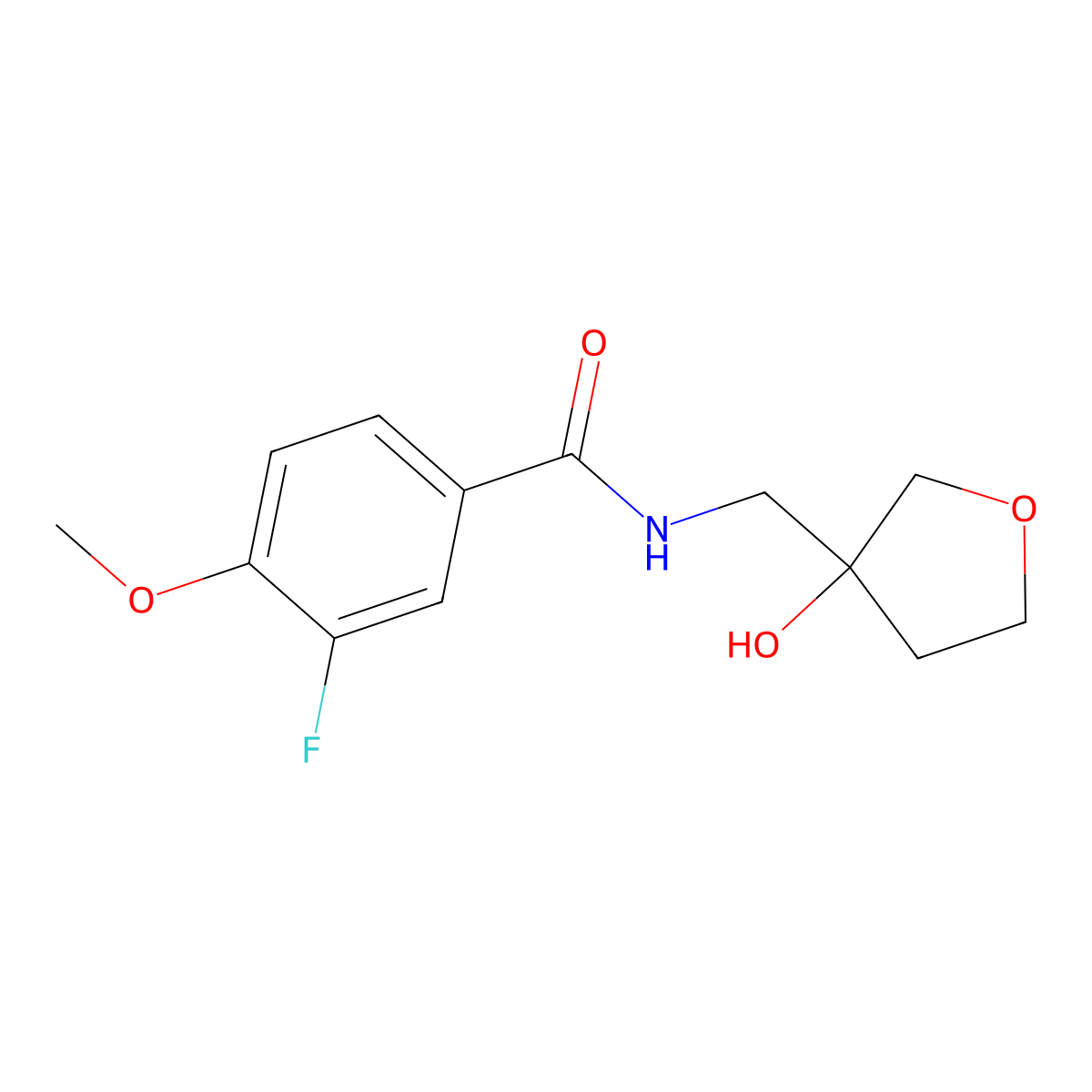 3-fluoro-N-((3-hydroxytetrahydrofuran-3-yl)methyl)-4-methoxybenzamide molecular structure, CAS 1919551-02-2