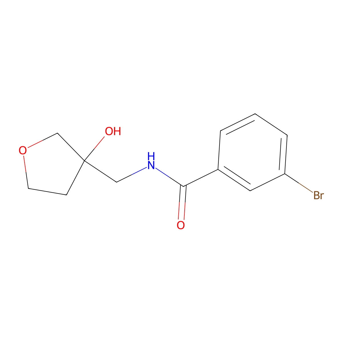 3-bromo-N-[(3-hydroxyoxolan-3-yl)methyl]benzamide molecular structure, CAS 1919553-87-9