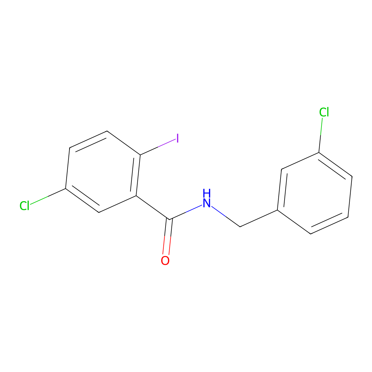 5-Chloro-N-[(3-chlorophenyl)methyl]-2-iodobenzamide molecular structure, CAS 1919576-52-5