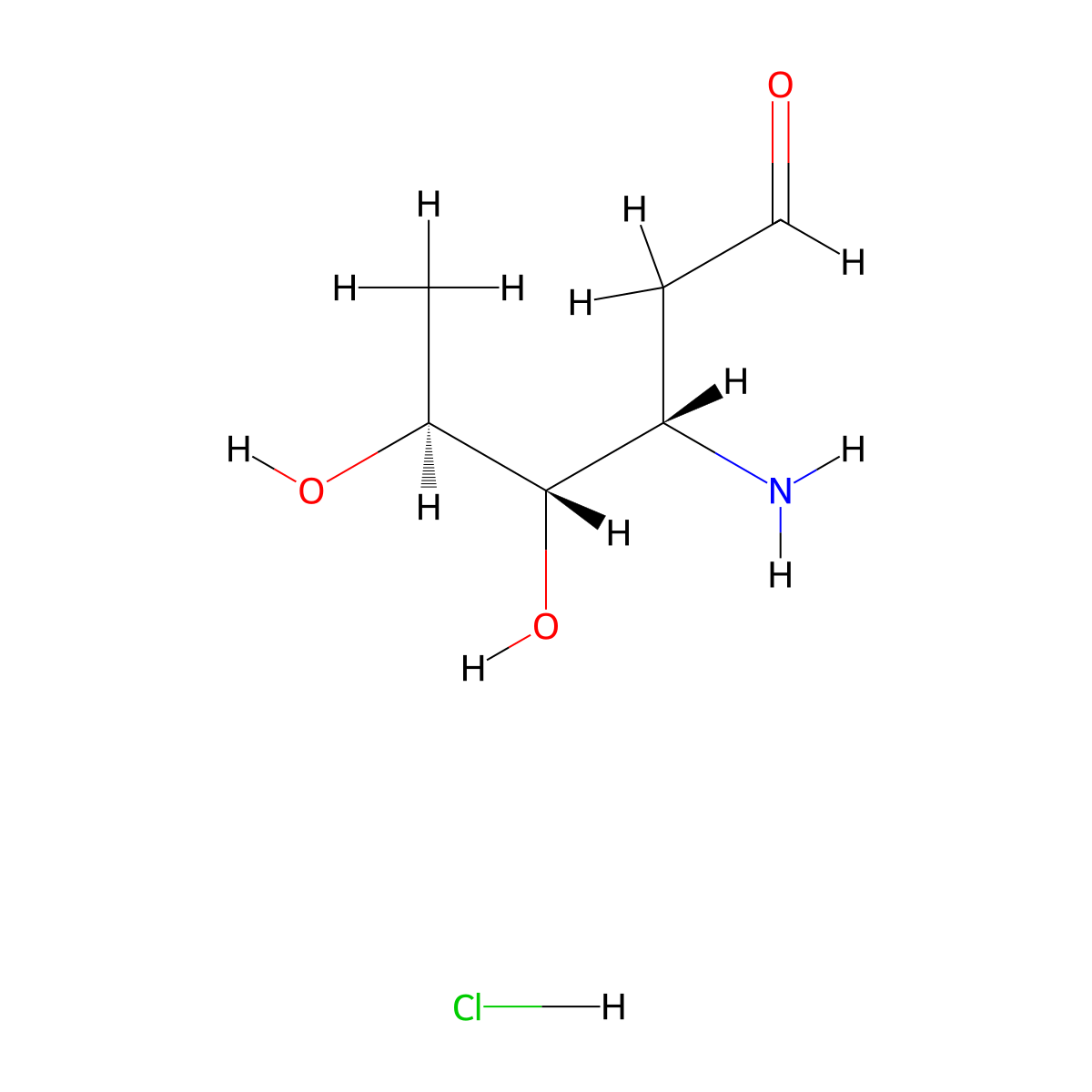 L-lyxo-Hexose, 3-amino-2,3,6-trideoxy-, hydrochloride molecular structure, CAS 19196-51-1