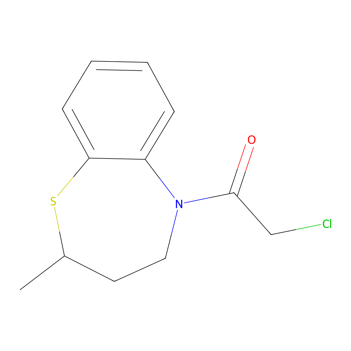 2-Chloro-1-(2-methyl-2,3,4,5-tetrahydro-1,5-benzothiazepin-5-yl)ethan-1-one molecular structure, CAS 19197-45-6