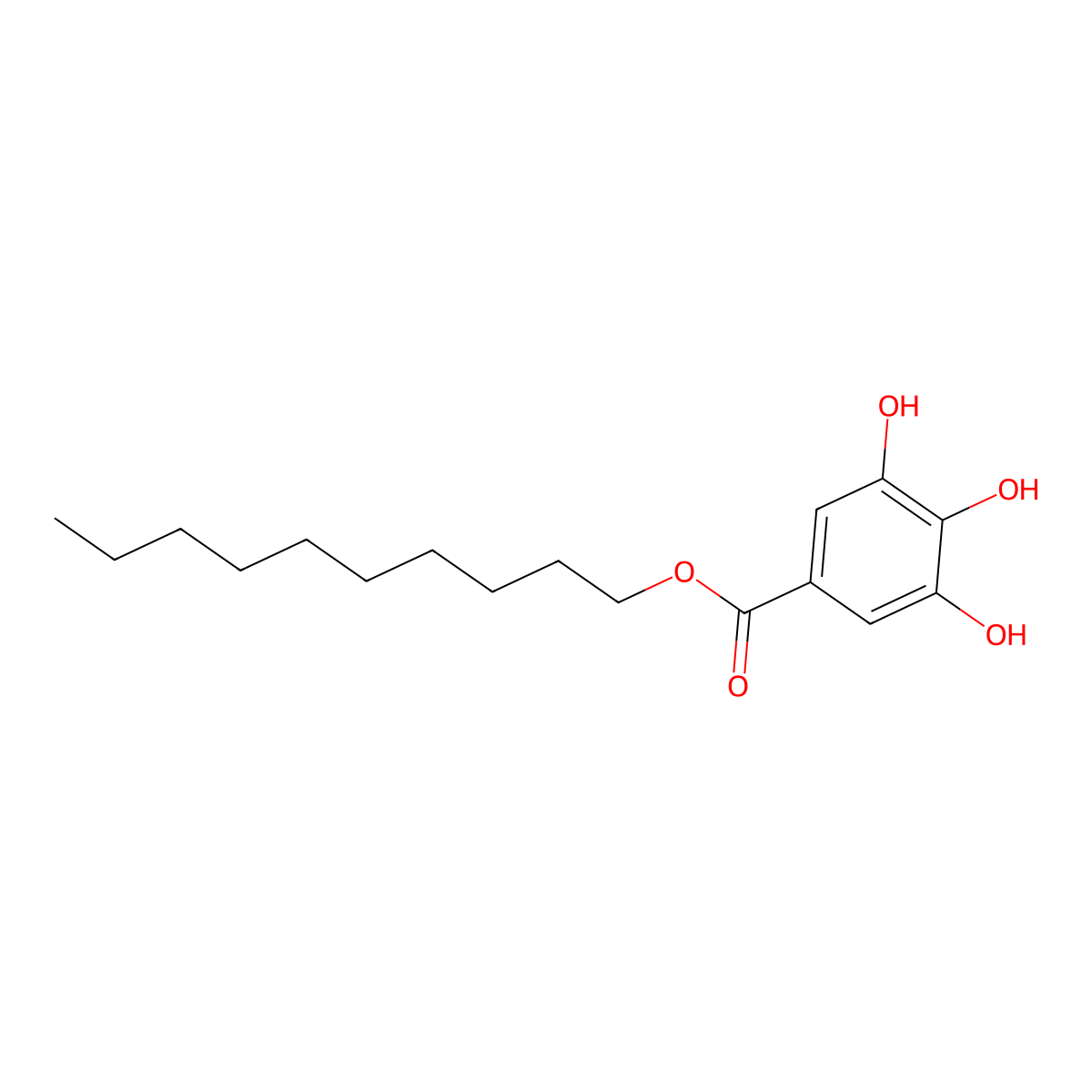 Decyl Gallate molecular structure, CAS 19198-75-5