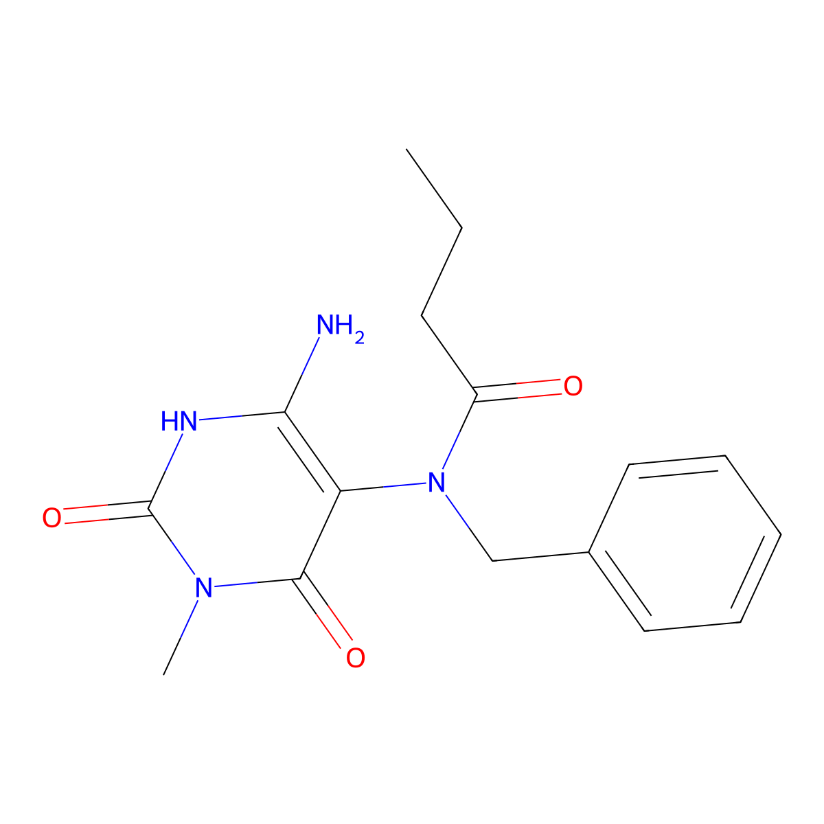 N-(6-Amino-3-methyl-2,4-dioxo-1,2,3,4-tetrahydropyrimidin-5-yl)-N-benzylbutyramide molecular structure, CAS 191982-10-2