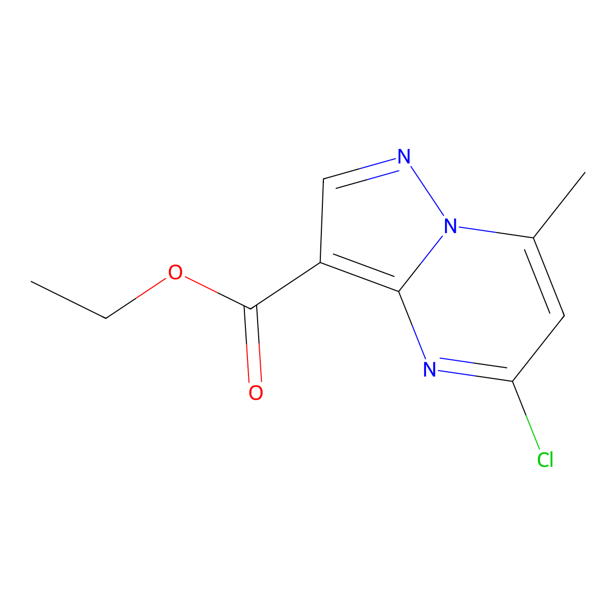 Ethyl 5-chloro-7-methyl-pyrazolo[1,5-a]pyrimidine-3-carboxylate molecular structure, CAS 1919821-46-7