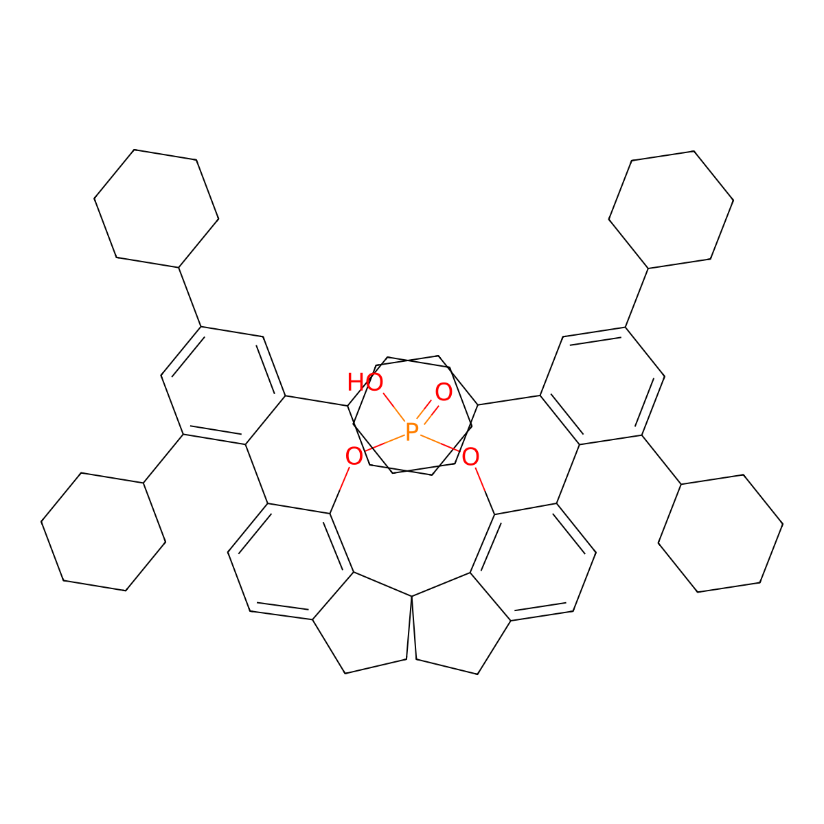 (11aS)-12-Hydroxy-1,10-bis(2,4,6-tricyclohexylphenyl)-4,5,6,7-tetrahydrodiindeno[7,1-de:1',7'-fg][1,3,2]dioxaphosphocine 12-oxide molecular structure, CAS 1919846-23-3