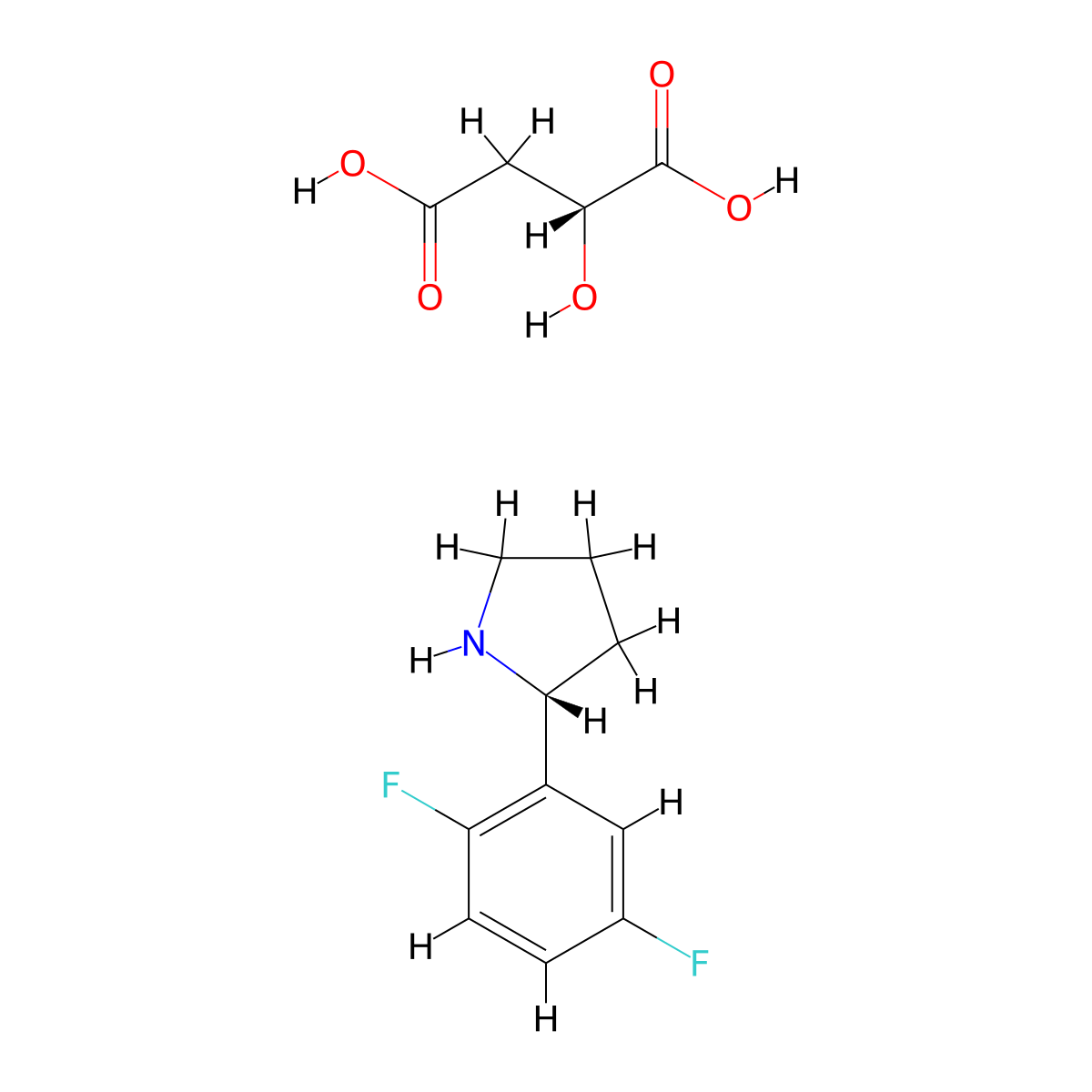 (R)-2-(2,5-difluorophenyl)pyrrolidine (R)-2-hydroxysuccinate molecular structure, CAS 1919868-77-1