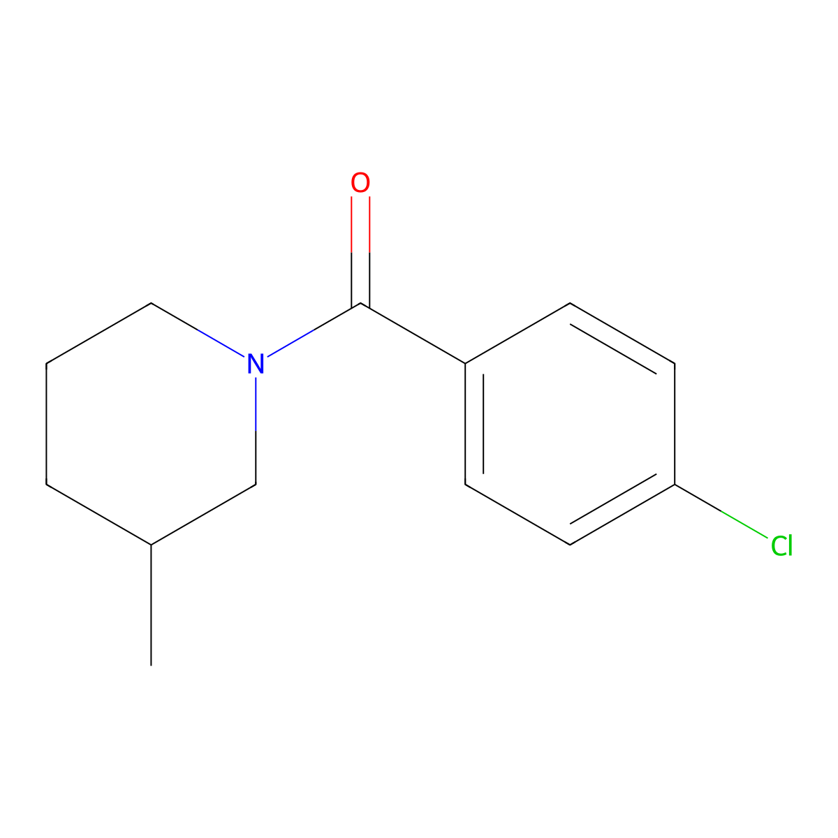 (4-Chlorophenyl)-(3-methylpiperidin-1-yl)methanone molecular structure, CAS 19202-07-4