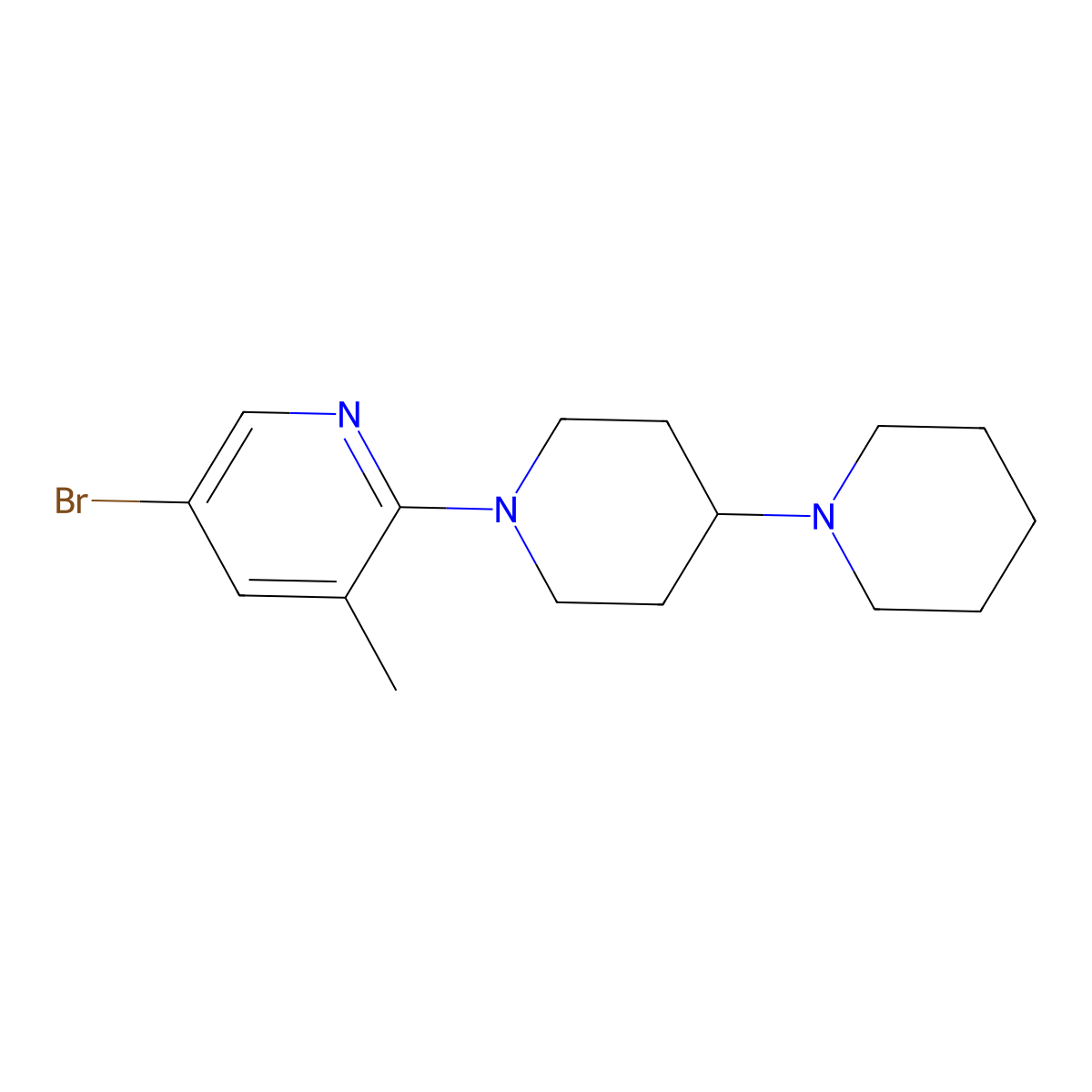 1-(5-Bromo-3-methylpyridin-2-yl)-1,4-bipiperidine molecular structure, CAS 1920213-31-5
