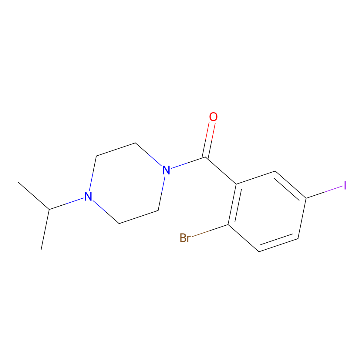 (2-Bromo-5-iodophenyl)[4-(1-methylethyl)-1-piperazinyl]methanone molecular structure, CAS 1920215-98-0