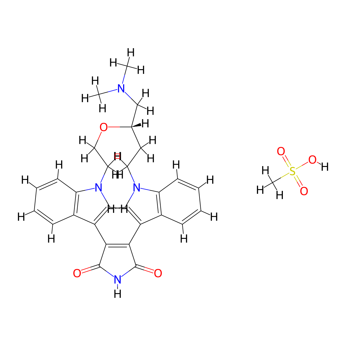 Ruboxistaurin mesylate molecular structure, CAS 192050-59-2