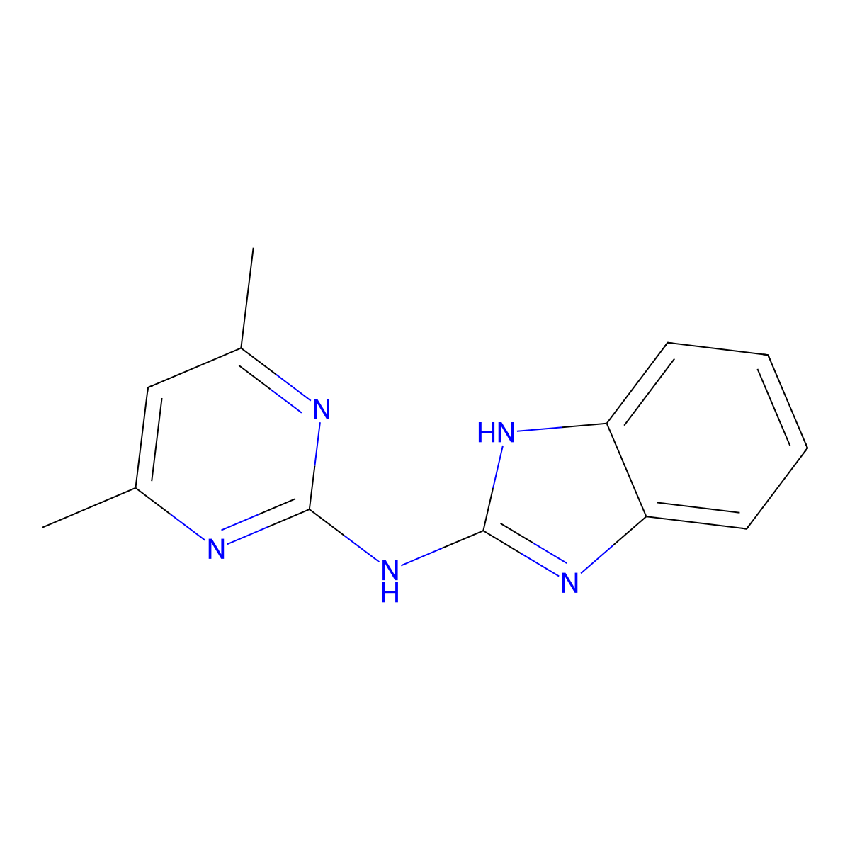1H-Benzimidazol-2-amine, N-(4,6-dimethyl-2-pyrimidinyl)- molecular structure, CAS 19206-90-7