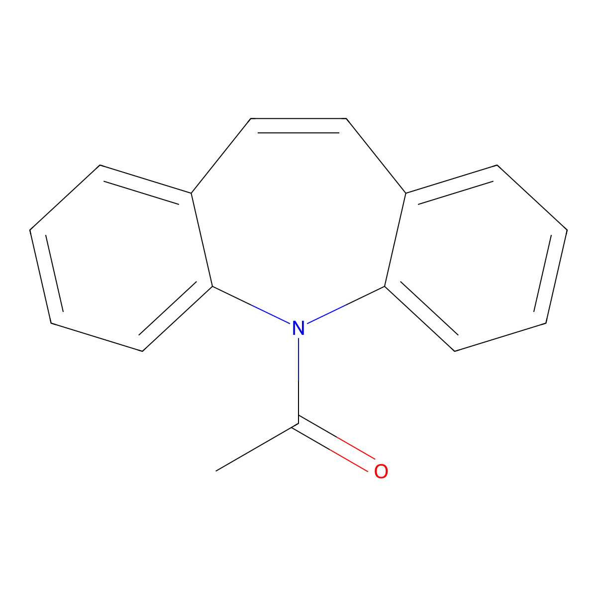 1-Benzo[b][1]benzazepin-11-ylethanone molecular structure, CAS 19209-60-0