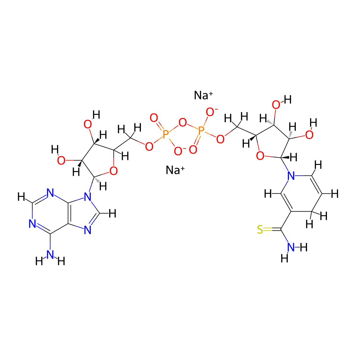beta-Thionicotinamide adenine dinucleotide, reduced form disodium salt molecular structure, CAS 1921-48-8