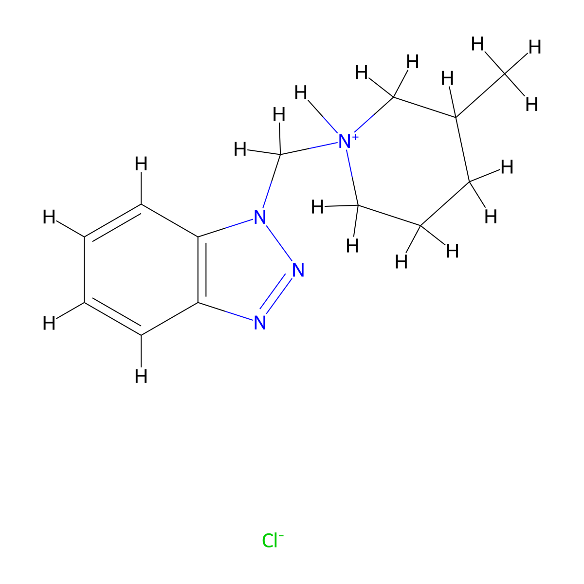 1H-Benzotriazole, 1-((3-methylpiperidino)methyl)-, hydrochloride molecular structure, CAS 19212-98-7