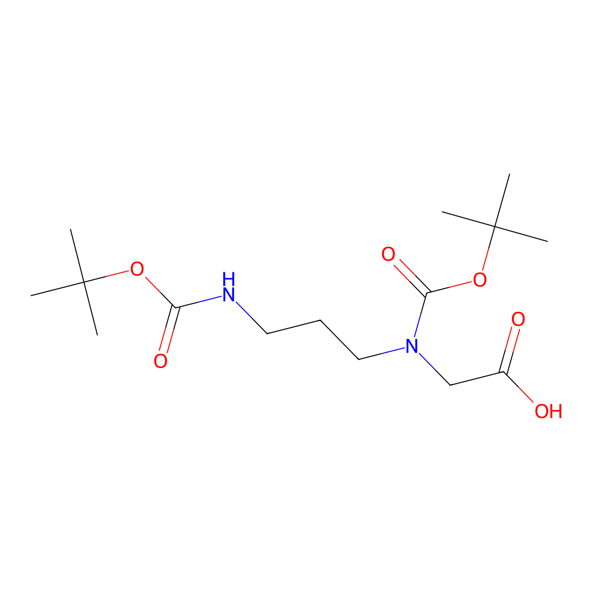 N-tert-Butoxycarbonyl-N-[3-(tert-butoxycarbonylamino)propyl]glycine molecular structure, CAS 192124-66-6
