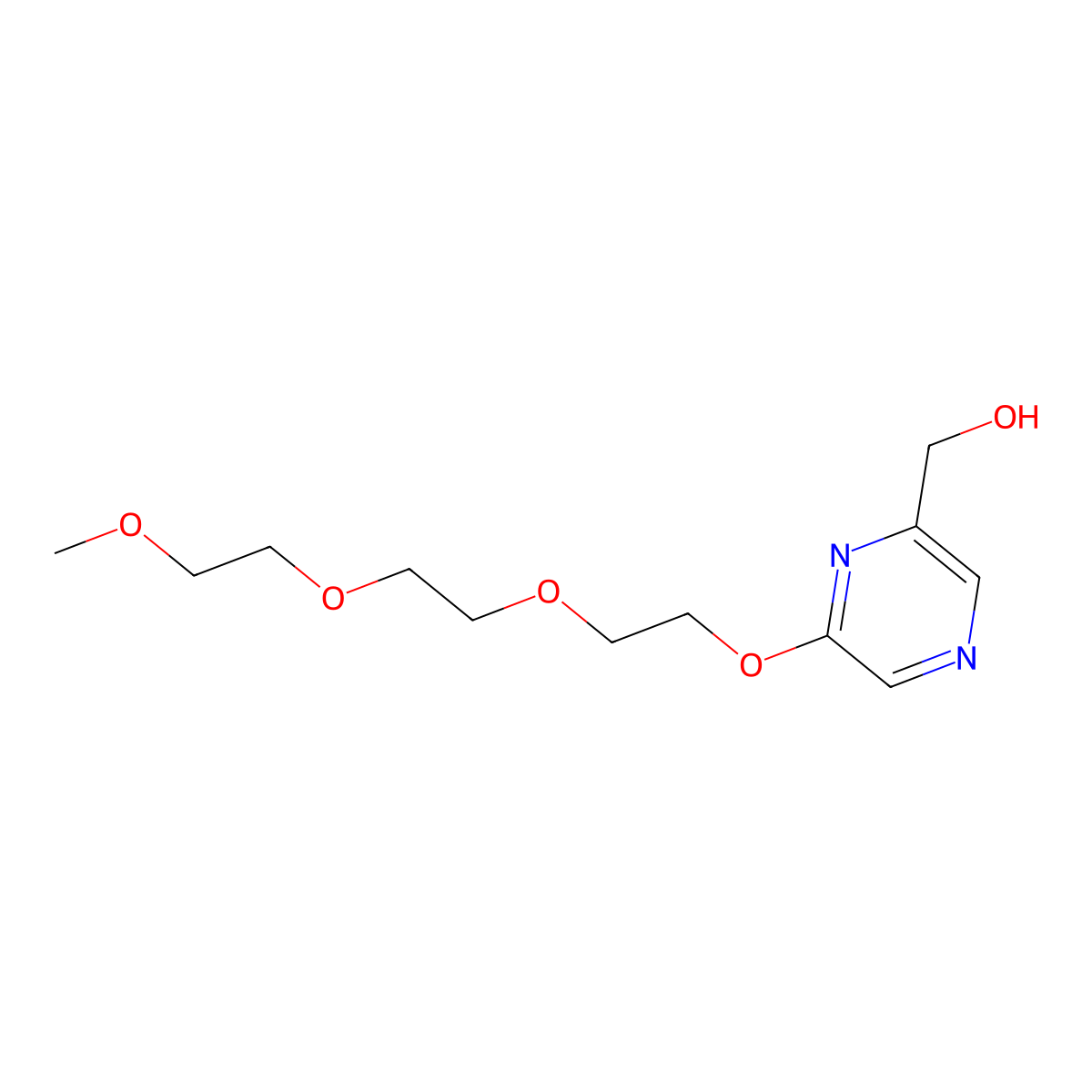 (6-(2-(2-(2-Methoxyethoxy)ethoxy)ethoxy)pyrazin-2-yl)methanol molecular structure, CAS 1921281-12-0