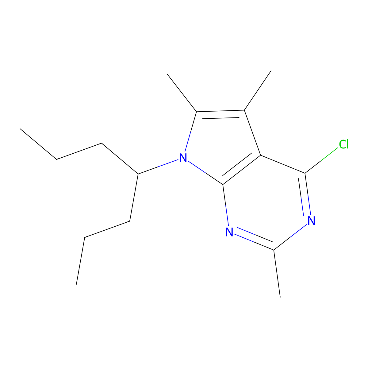 4-Chloro-7-(heptan-4-yl)-2,5,6-trimethyl-7H-pyrrolo[2,3-d]pyrimidine molecular structure, CAS 192129-45-6