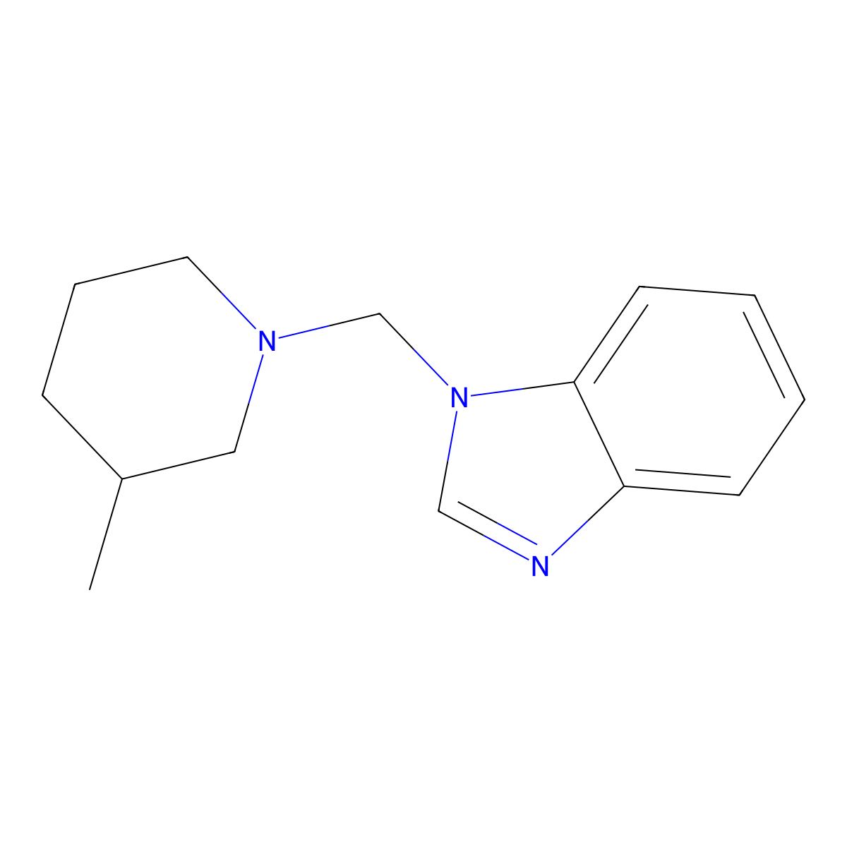 1-[(3-methyl-1-piperidinyl)methyl]-1H-benzimidazole molecular structure, CAS 19213-22-0