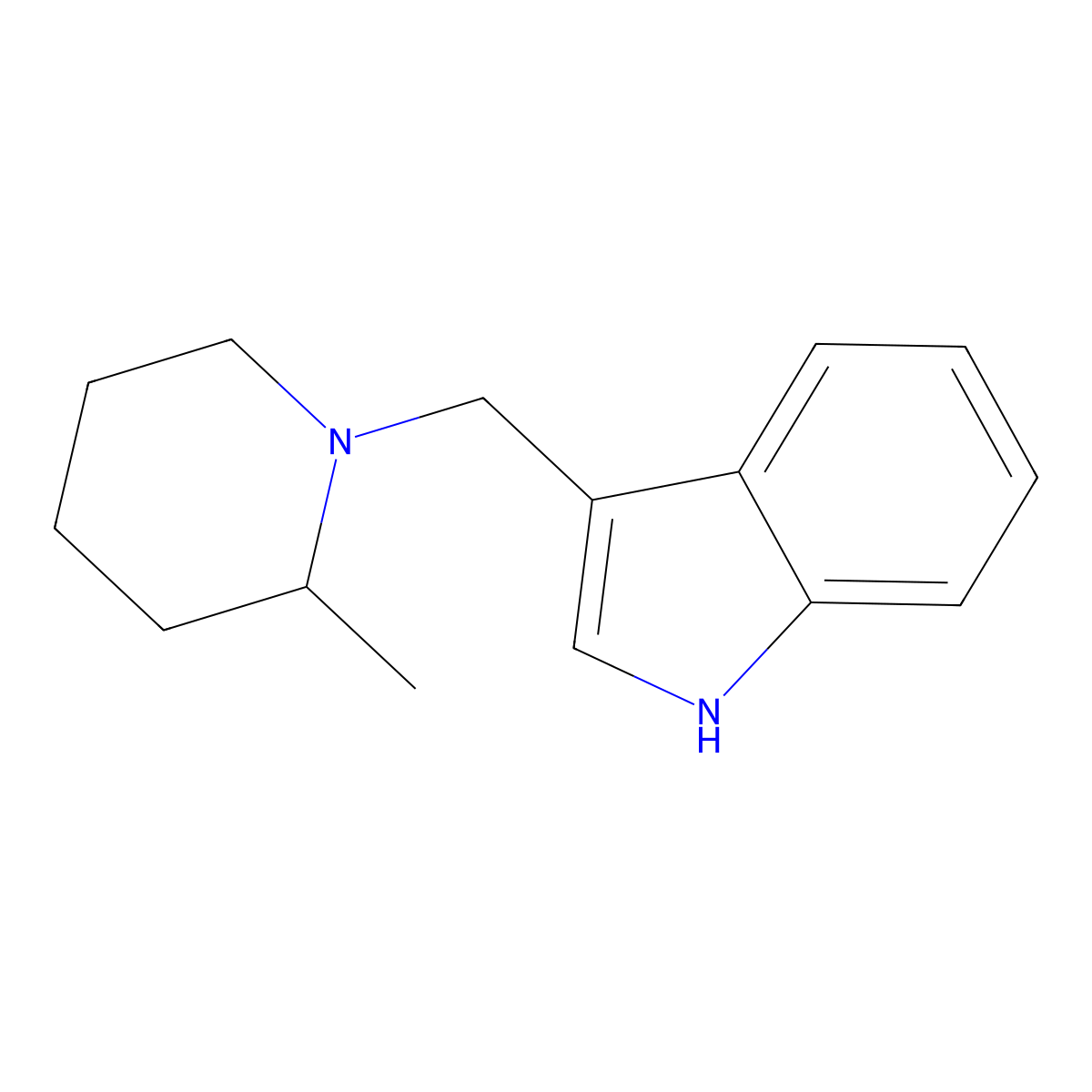Indole, 3-((2-methylpiperidino)methyl)- molecular structure, CAS 19213-29-7