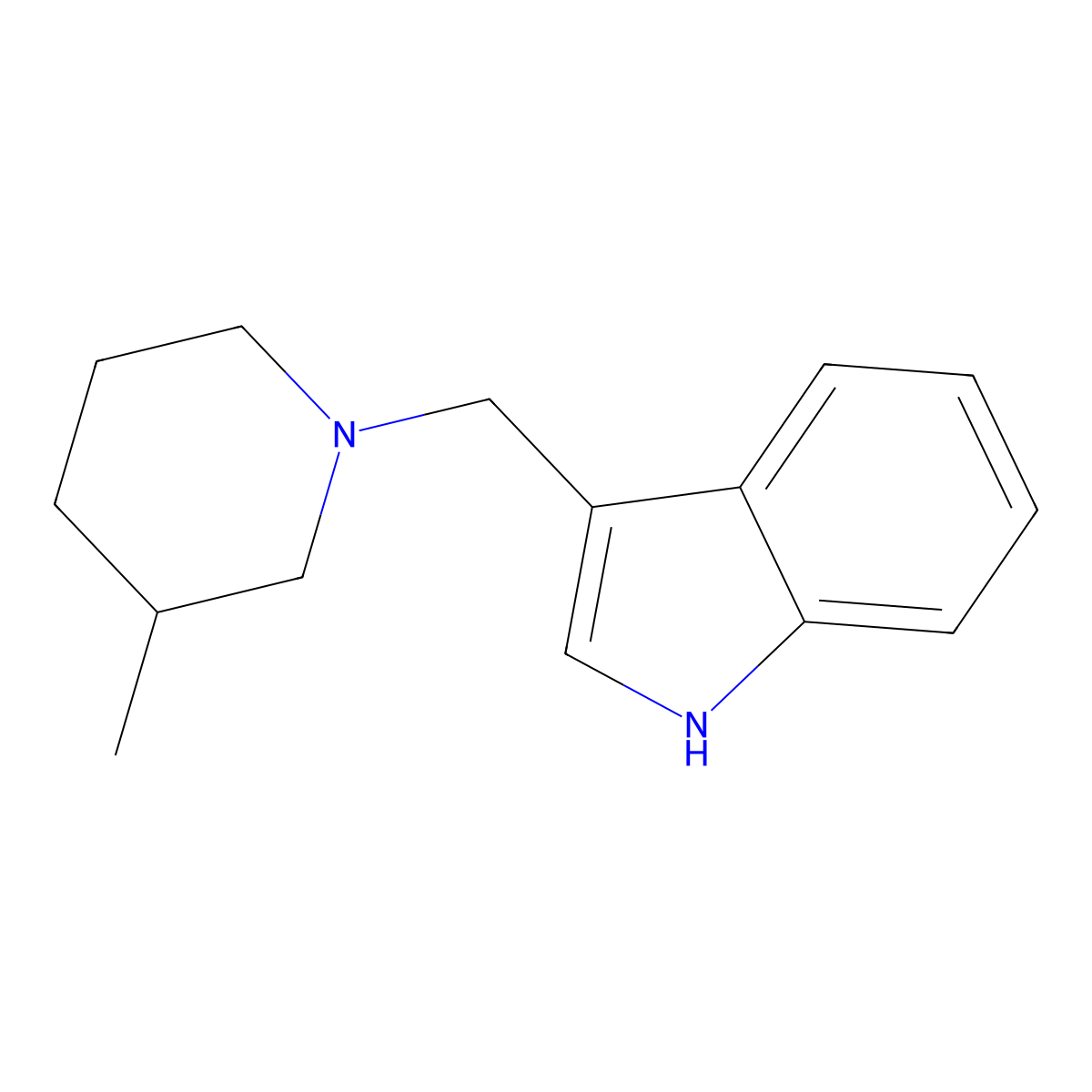 Indole, 3-((3-methylpiperidino)methyl)- molecular structure, CAS 19213-30-0