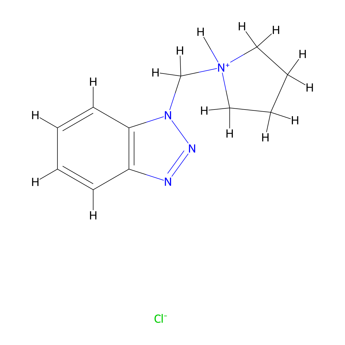 1H-Benzotriazole, 1-(1-pyrrolidinylmethyl)-, hydrochloride molecular structure, CAS 19213-37-7