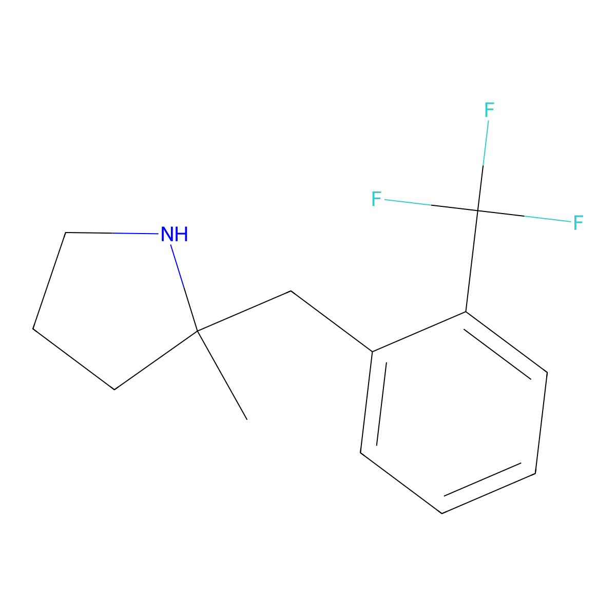 2-Methyl-2-{[2-(trifluoromethyl)phenyl]methyl}pyrrolidine molecular structure, CAS 1921333-82-5