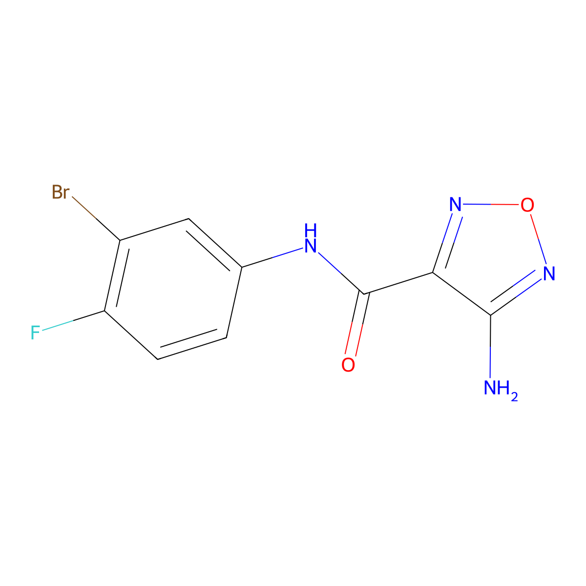 4-Amino-N-(3-bromo-4-fluorophenyl)-1,2,5-oxadiazole-3-carboxamide molecular structure, CAS 1921378-22-4