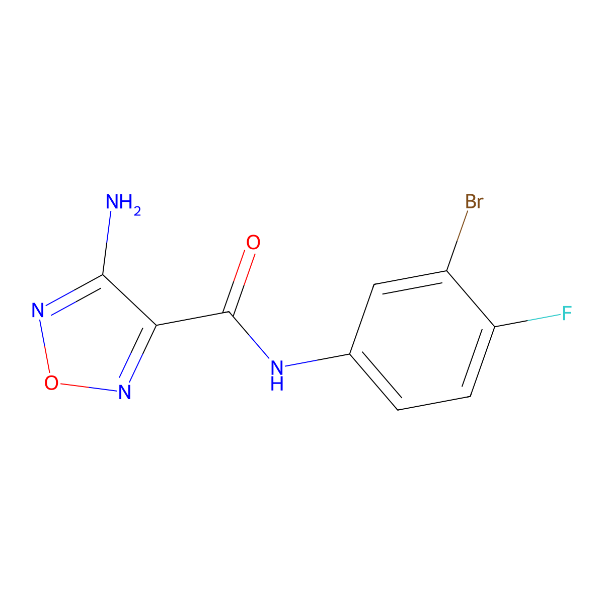 4-Amino-N-(3-bromo-4-fluorophenyl)-1,2,5-oxadiazole-3-carboxamide molecular structure, CAS 1921378-22-4