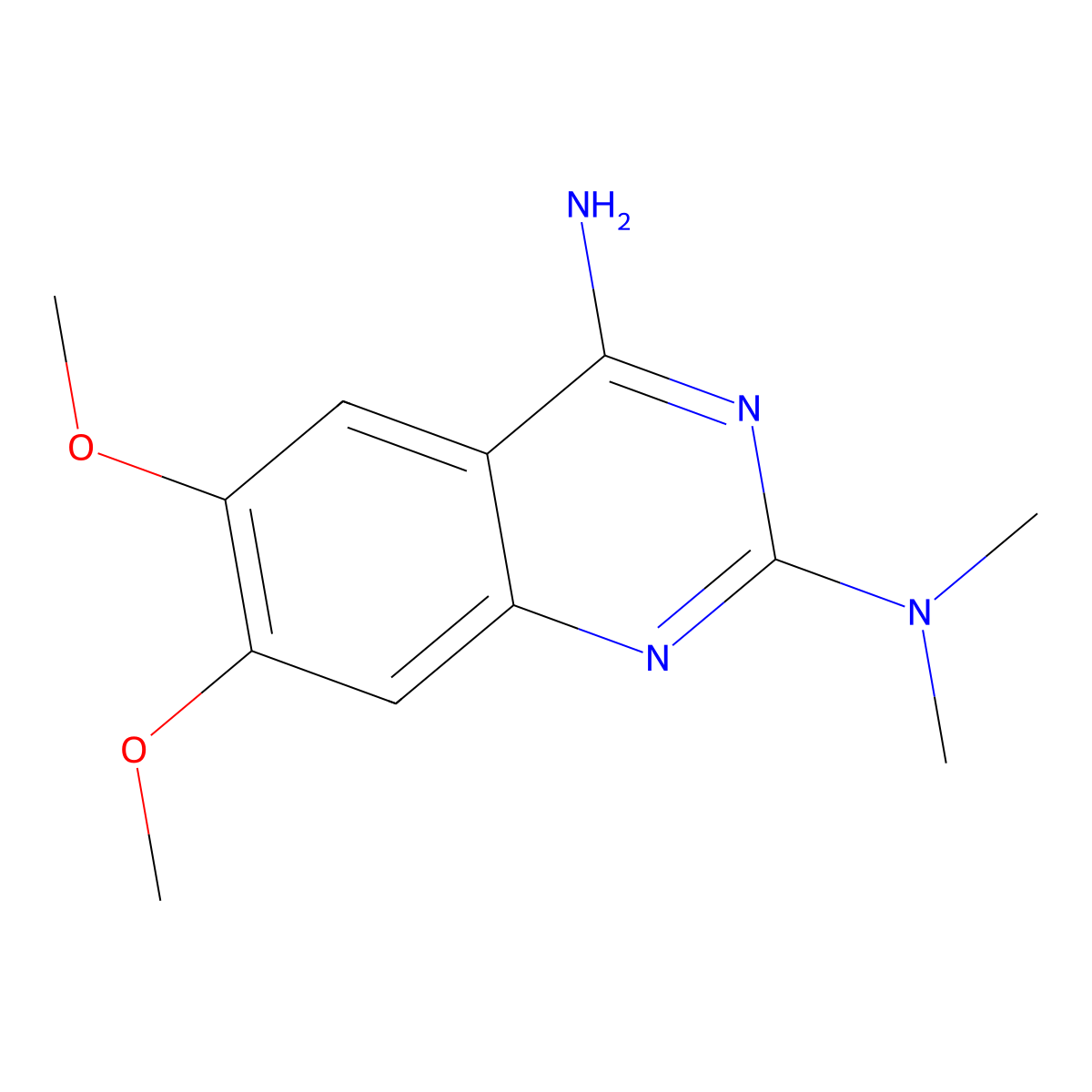 2,4-Quinazolinediamine, 6,7-dimethoxy-N2,N2-dimethyl- molecular structure, CAS 19216-53-6